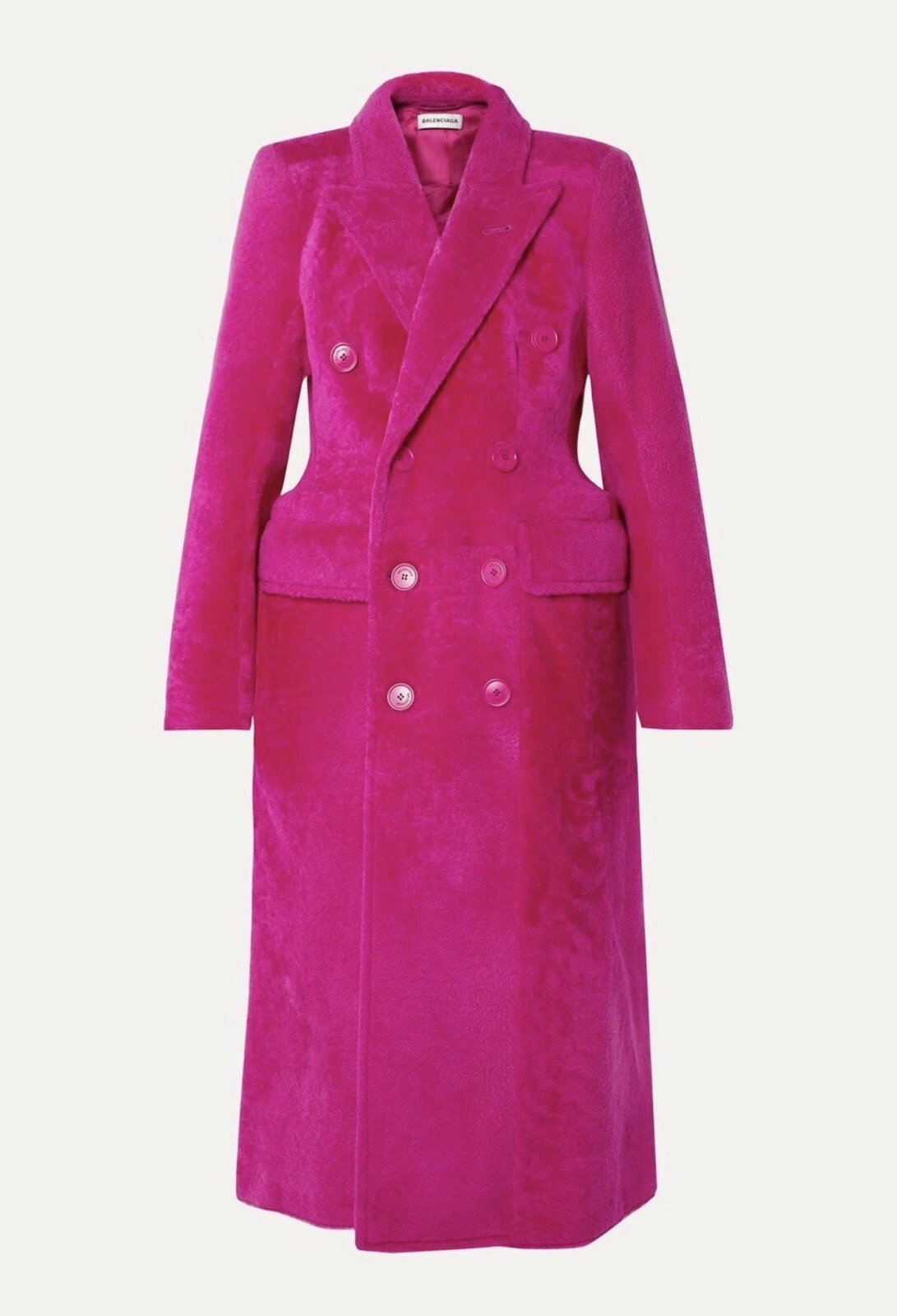 Balenciaga Shearling Hourglass Coat Pink