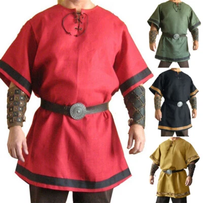 MARKENLOS Herren Mittelalter Renaissance Tunika Kostüm Wikinger Nordländer Pirat Lange Top