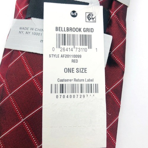 Cravatta Alfani Belbrook griglia seta rossa collo skinny uomo accessorio regolare prezzo al pubblico consigliato $55 - Foto 4 di 5