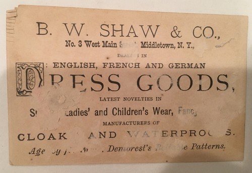 Tarjeta comercial de patrones de moda NY Londres Viena Paris Demorest Cosmopolitan Emporium - Imagen 4 de 6
