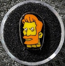 Borosilicate glass Hank Scorpio polished murrine coin Simpsons fan art