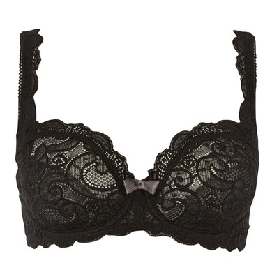 34B Balcony BRA Underwired Non Padded BLACK Flat Lace PLAYTEX Invisible Elegance - Image 1 of 4