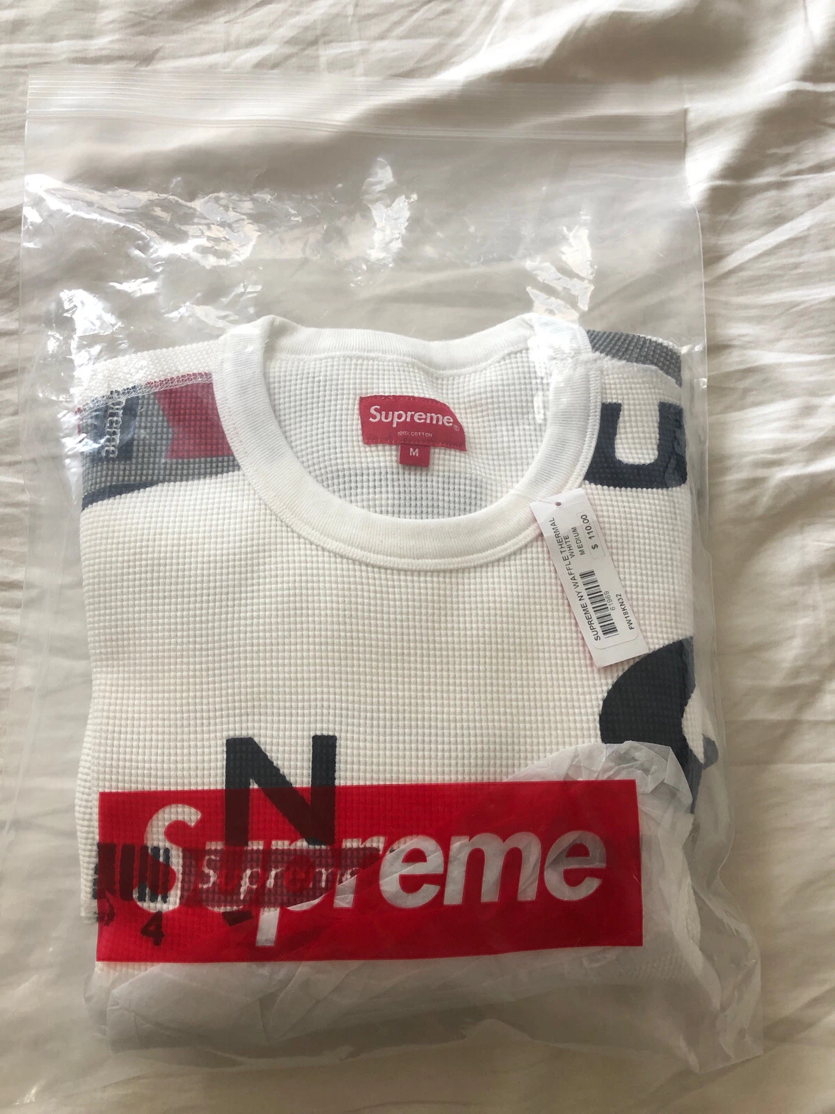 SWEAT SHIRT À CAPUCHE Supreme FW18 Supreme NY Waffle Thermal BOÎTE LOGO CREWNECK PANTALON