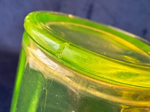 Uranium Glass Vintage Coffee Mug in Vaseline Glass, Early American Fluted Sides - Picture 11 of 16