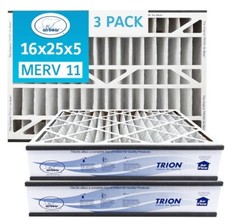 Trion Air Bear 259112-105 3 Pack Pleated Furnace Air Filter 16"x25"x5" MERV 11