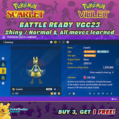 Pokemon Scarlet And Violet Shiny Lucario 6IV Battle Ready Fast Delivery