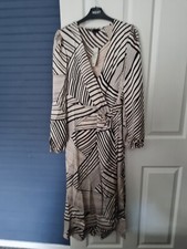 Size 18 Friends Like These @NEXT Cream Long Sleeve Satin Wrap Midi Dress BNWT