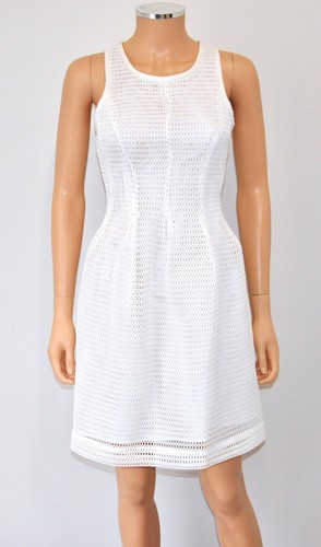 BEULAH weißes ärmelloses strukturiertes Polyurethan beschichtetes Netzkleid - S - Bild 3 von 12