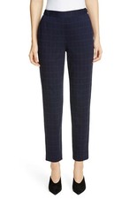  495 St. John Collection Windowpane Slim Ankle Pants, Navy Size S NWT
