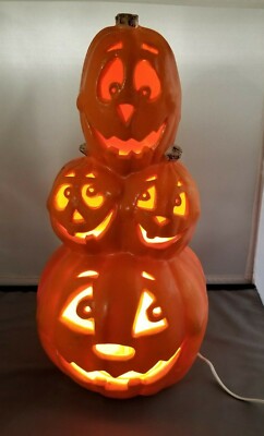 Pumpkin Stack HALLOWEEN Blow Mold Jack O Lantern 1998 Paper Magic Group 18''