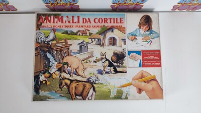 BACKYARD ANIMALS 12 STAMPS PRINT COLORING GAME MULTIPRINT SKILL 80s