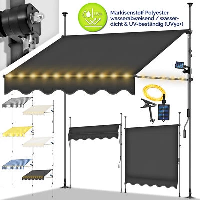 tillvex ® balcony awning with LED articulated arm awning clamp awning balcony no drilling
