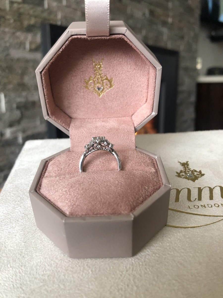 18ct White Gold Diamond Princess Halo Wedding Ring