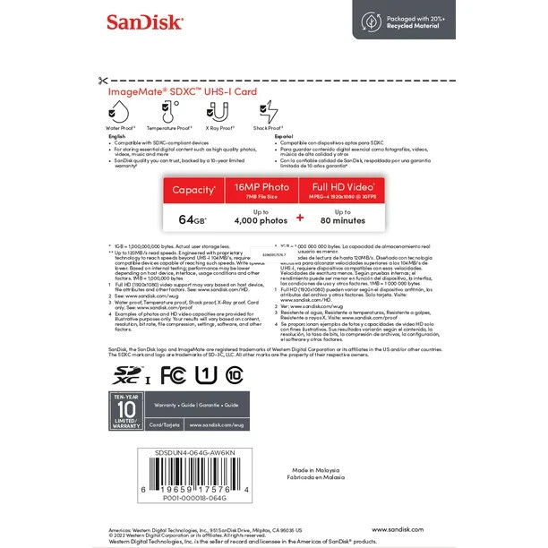 SanDisk ImageMate SDXC UHS1 Memory Card 120MB/s, C10, U1, Full HD