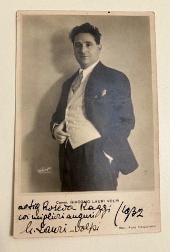 GIACOMO LAURI-VOLPI tenore lyric autograph postcard