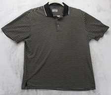 Champions Tour Golf Polo Shirt Mens Large Black with Beige Stripe 100% Polyester
