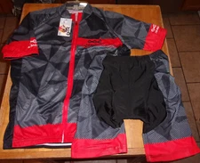 Kemaloce Men's Cycling Bicycle Short Sleeve Full Zip Jersey & Padded Shorts- SM