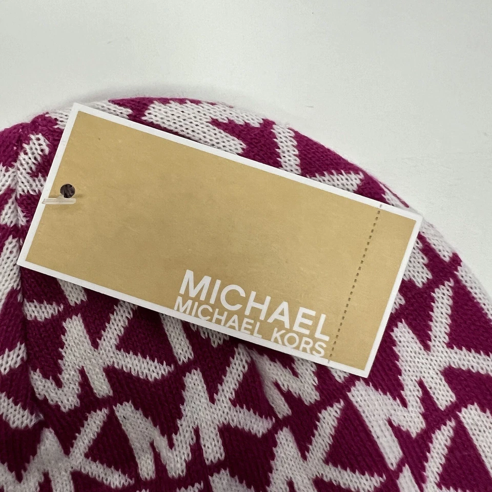Gorro Michael Kors para mujer talla única rosa y blanco elástico precio de venta sugerido por el fabricante 58 USD Foto 3 de 4