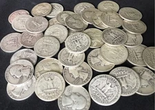 LOT OF (10) 90% Silver FULL DATE Washington Quarters 1932-1964 / Old Coins Lot