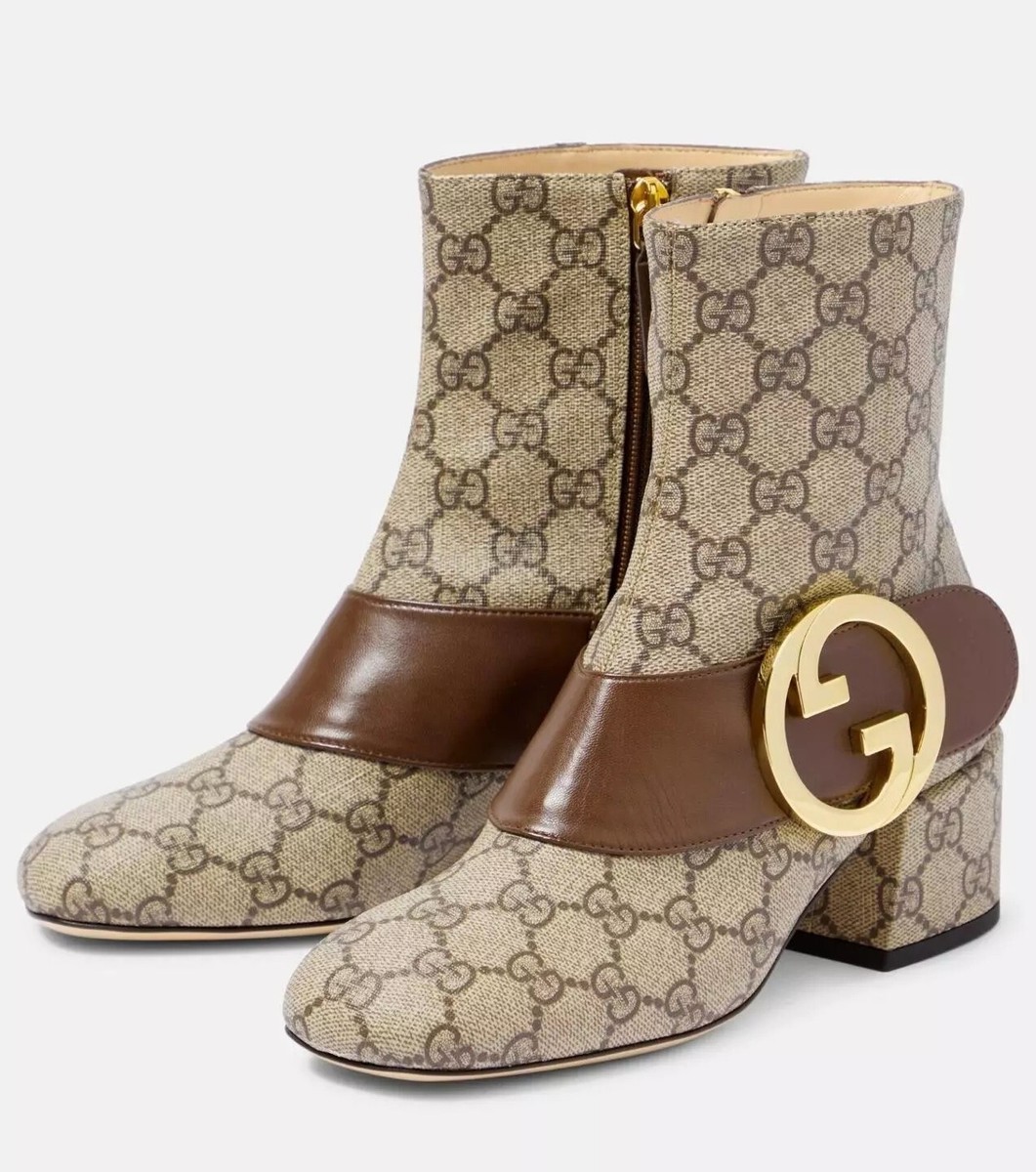 Gucci Blondie Interlocking GG Medallion Logo Ankle Booties