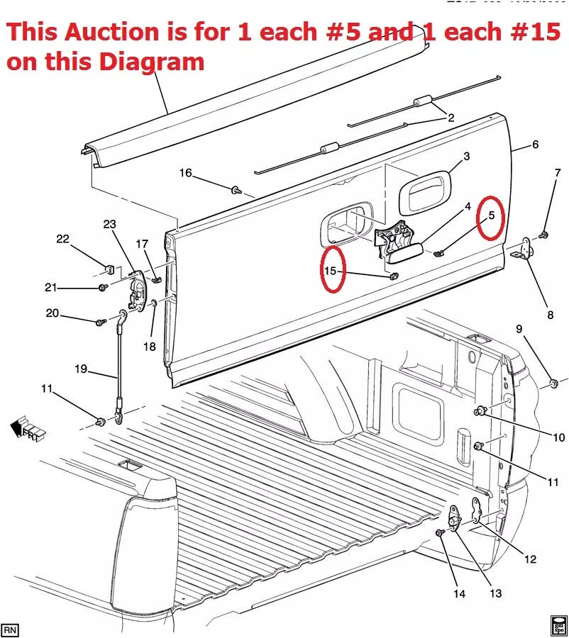 Clips de retención de puerta trasera Chevrolet y GMC 1999-2013 5/32" tamaño varilla TG-04 Foto 2 de 4