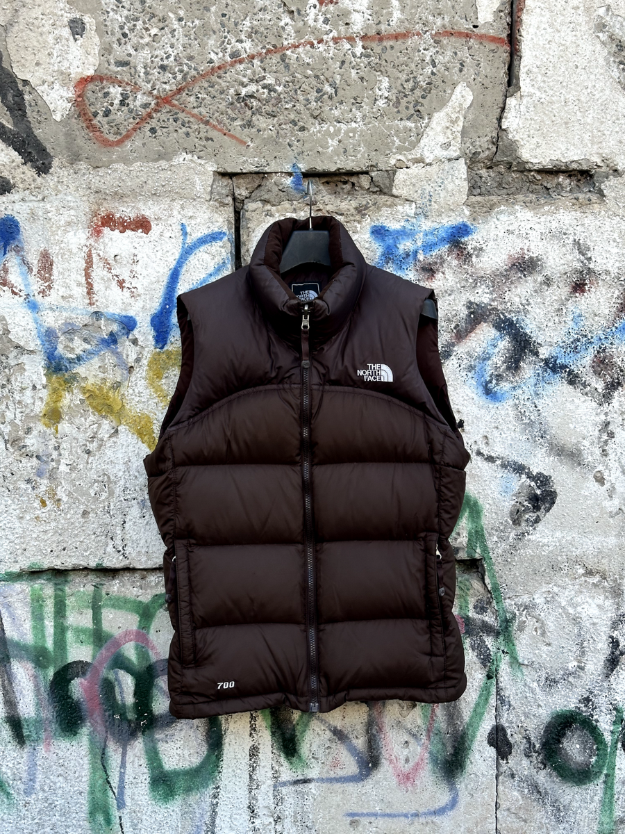 The North Face Nuptse 700 Down Puffer Vest Womens Brown Zip Winter