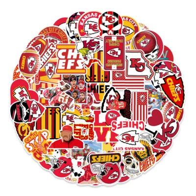 50pcs Waterproof Vinyl Stickers Kansas City Chiefs NFL Football Phone Luggage
