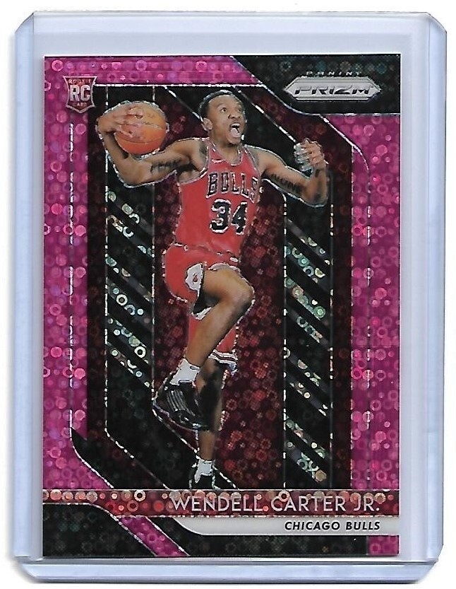 #/50  Wendell Carter Jr  RC  ▪  2018-19 Prizm Fast Break  PINK Disco #80  Rookie