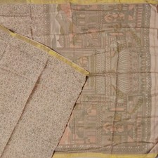 Vintage Lachsrosa Farbe Sarees 100% Reine Seide Bedruckt Zari Grenze Sari 5.5m