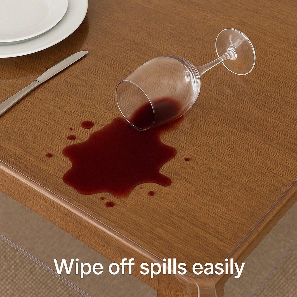 Clear Vinyl Tablecloth Protector 60x90 Oblong – Waterproof Reusable Cover - Image 3 of 4