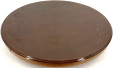 VINTAGE Ethan Allen American Tradition Wood Formica Lazy Susan w/ Glass Top 20"