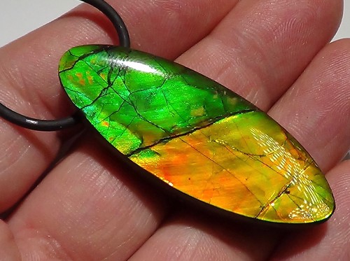 87 carat.!! I Sammler Ammolite Anhänger Grün-Golden-Orange-t + VIDEO - Bild 5 von 6