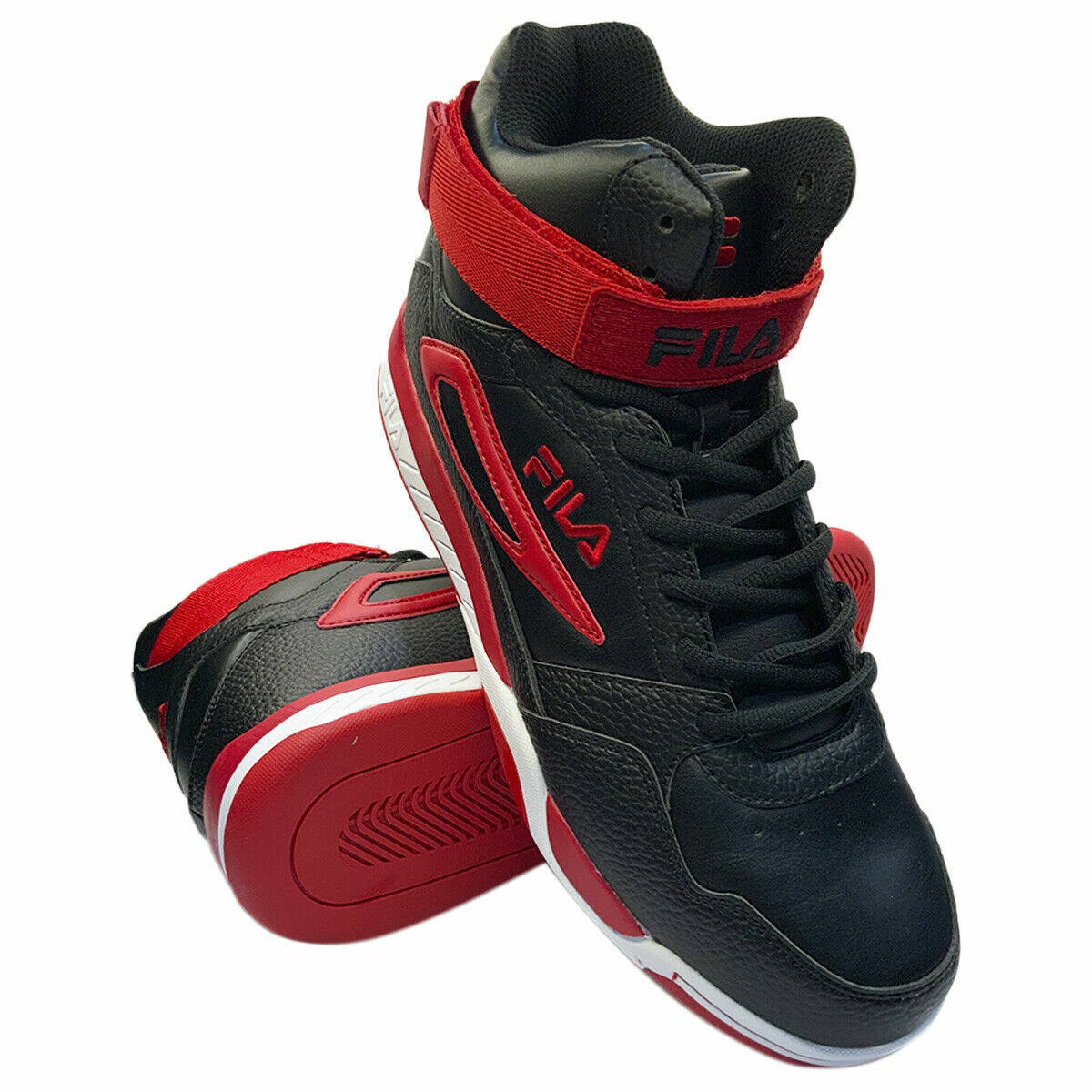 MSRP NWT FILA MULTIVERSE MEN'S BLACK RED HI TOP SNEAKERS