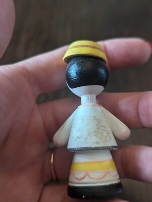Vintage Romanian Peg Dolls Folk Dolls Ornaments Wooden Hand