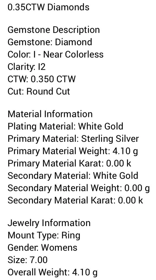 Anillo para mujer acabado oro blanco 14K talla 7 Foto 4 de 4