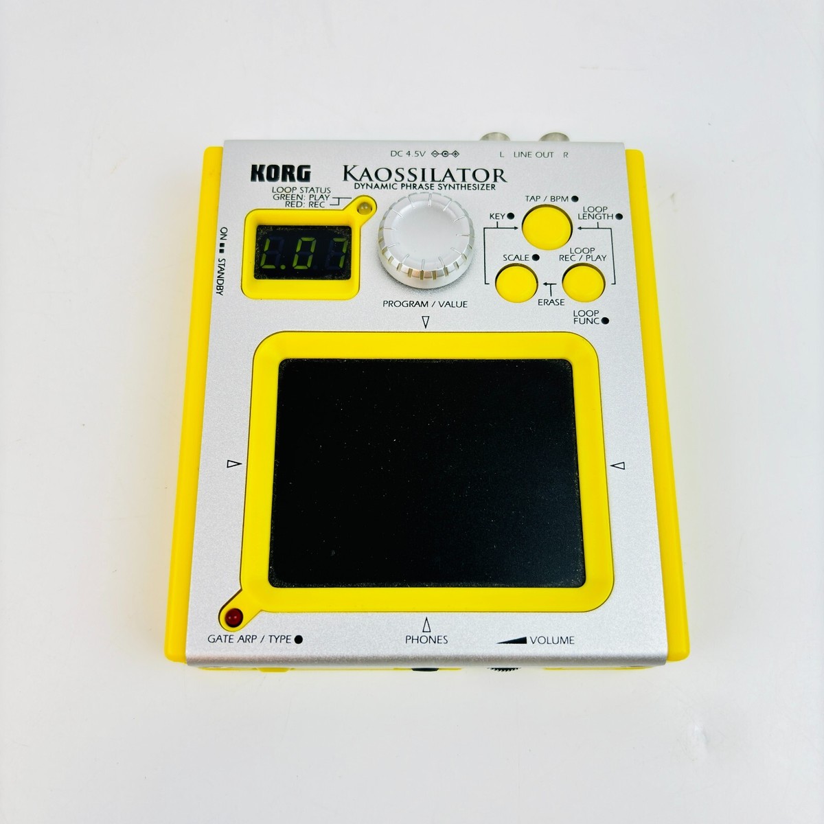 Korg KO-1 Kaossilator Dynamic Phrase Synthesizer Yellow Used Korg KO-1 Kaossilator Dynamic Phrase Synthesizer Yellow Used