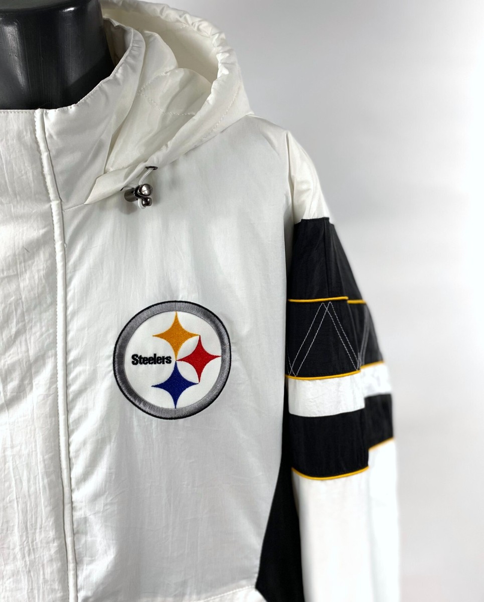 PITTSBURGH STEELERS Starter Hooded Half Zip Pullover Jacket WHITE