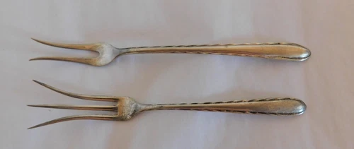 2 Serving Pickle / Relish Forks - Towle Sterling - Silver Flutes Pattern  (P5)