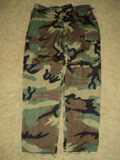 US MILITARY ISSUE WOODLAND CAMO BDU PANTS 50/50 NYLON COTTON USA NYCO LARGE REG