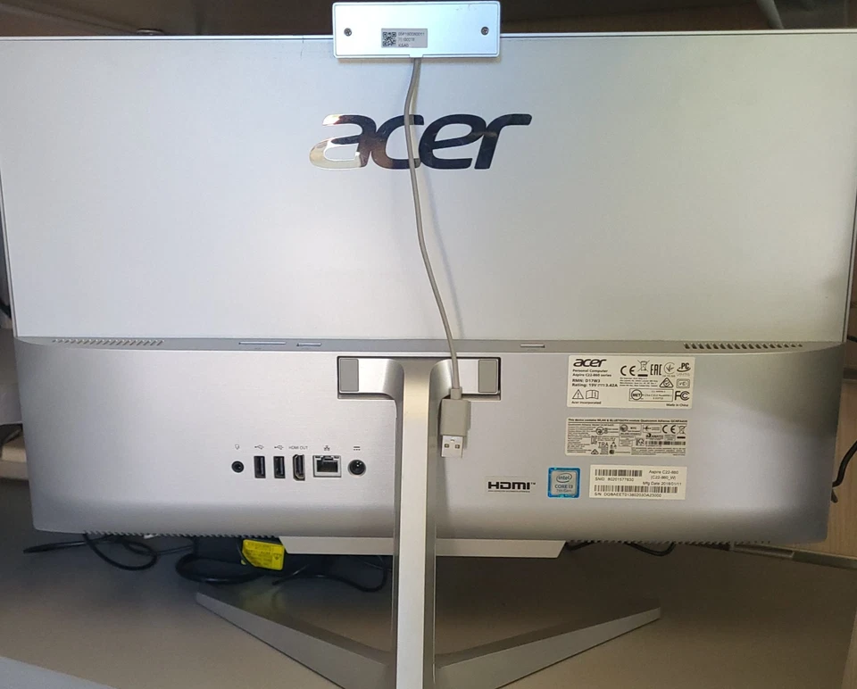 Acer Aspire C22-860 All In One, Intel Core i3-7°, 4GB RAM, 500GB SSD, WIN10 - Immagine 2 di 2