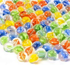 Glass Marbles - Bulk 100Pcs Cat Eye Mix 4 Colors Medium Sized Thick Marble De...