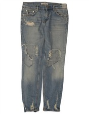Zara Damen Distressed Straight Jeans EU 34 2XS W24 L26 Blau Baumwolle AY12