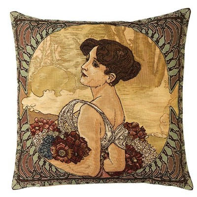 Kissenhülle Gobelin Der Sommer nach Alphonse Mucha 45x45cm Dekokissen Kissen