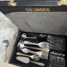 Solingen Germany Set di Posate 72 Pezzi in Acciaio Inox con Cerchio Placcato Oro 