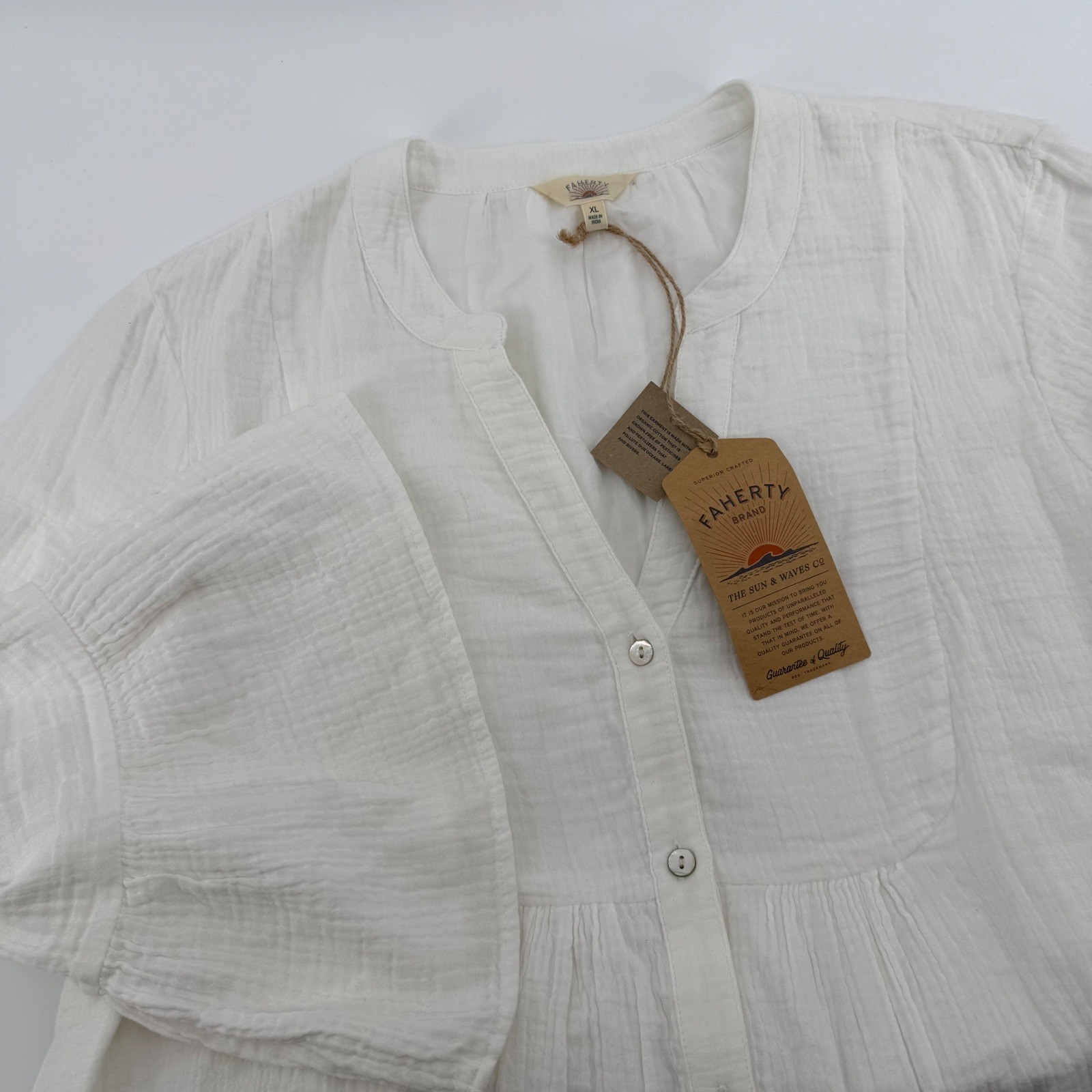 Faherty Womens Dune Cotton Gauze Kasey Dress White XL Organic Cotton New