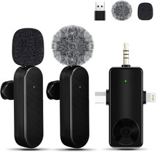 Bayanbulu Wireless Lavalier Microphones, 4-in-1 Universal Android iPhone Camera