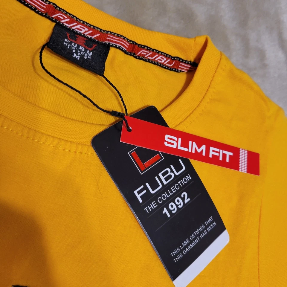 NUEVO CON ETIQUETAS FUBU JEANS Niñas Talla M Camiseta Calce Ajustado Amarilla Nueva York Circa 1992 Foto 2 de 4