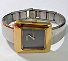 Vintage 1975 Seiko Ladies Asymmetric Tank Manual Watch Two Tone Bangle Running