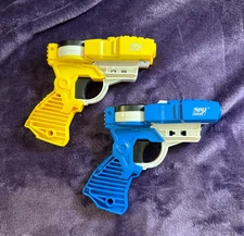 Lot of 2 Wild Planet Spy Gear Split-Blaster Dart Guns Untested Blue and Yellow
