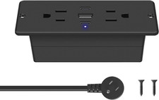 Recessed Power Strip with Outlet and USB C Ports, Furniture Flush Mount Power St